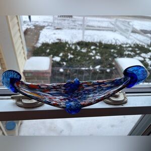 Vintage murano Millifori gondola bowl/ashtray colorful/blue ends